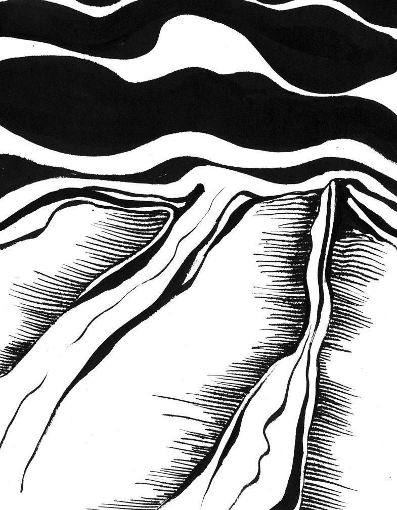 Coincidences - series of drawings, black and white abstract landscapes by Jan Astner