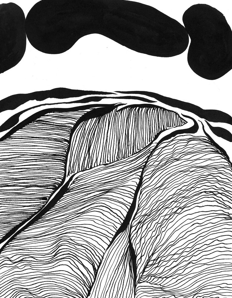 Coincidences - series of drawings, black and white abstract landscapes by Jan Astner